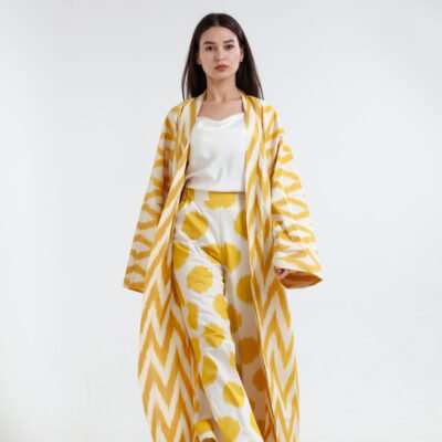 Cyber Yellow Ikat Kaftan