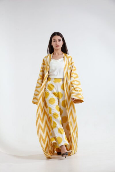 Cyber Yellow Ikat Kaftan