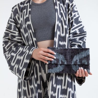 Black and White Ikat Kimano