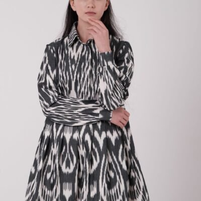 black and white short dress ikat
