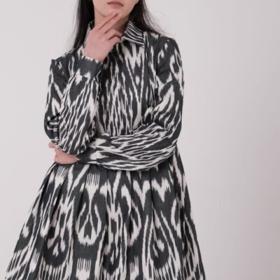 black and white short dress ikat