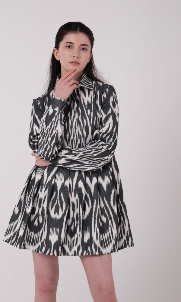 black and white short dress ikat