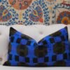 Navy Blue Velvet Ikat Pillow