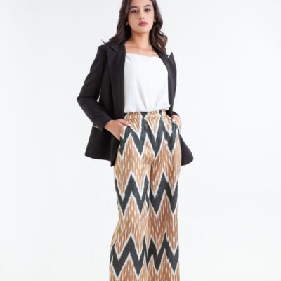 Silk Ikat Trousers Almond Brown