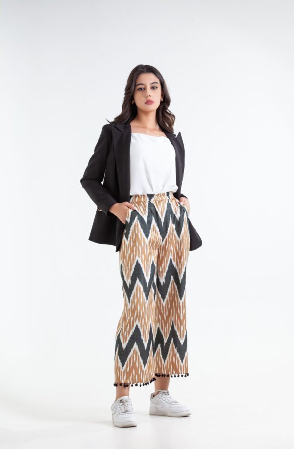 Silk Ikat Trousers Almond Brown