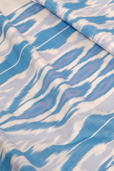 blue white silk ikat fabric