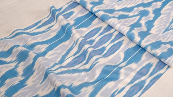 blue white silk ikat fabric