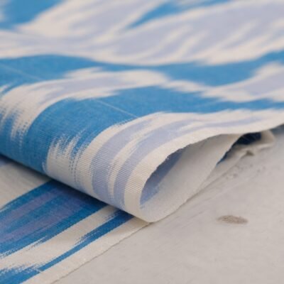 Alternative view of Blue White Silk Ikat Fabric