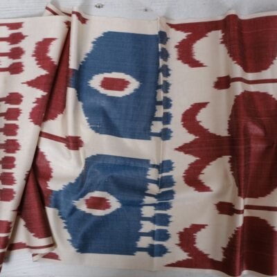 Alternative view of Ikat Fabric Wine Red Denim Blue Dyed