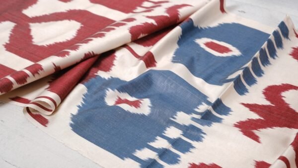 Ikat Fabric Wine Red Denim Blue Dyed