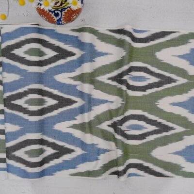 Alternative view of Green Blue Ikat Fabric